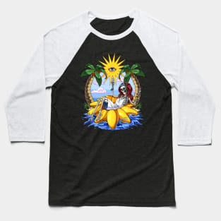 Hippie Skeleton Sunflower Float Baseball T-Shirt